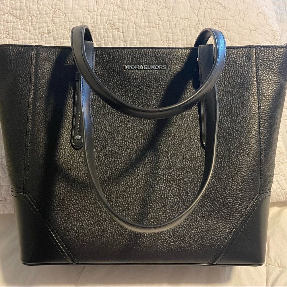 Michael Kors Aria Tote, black with silver detailing, NWT